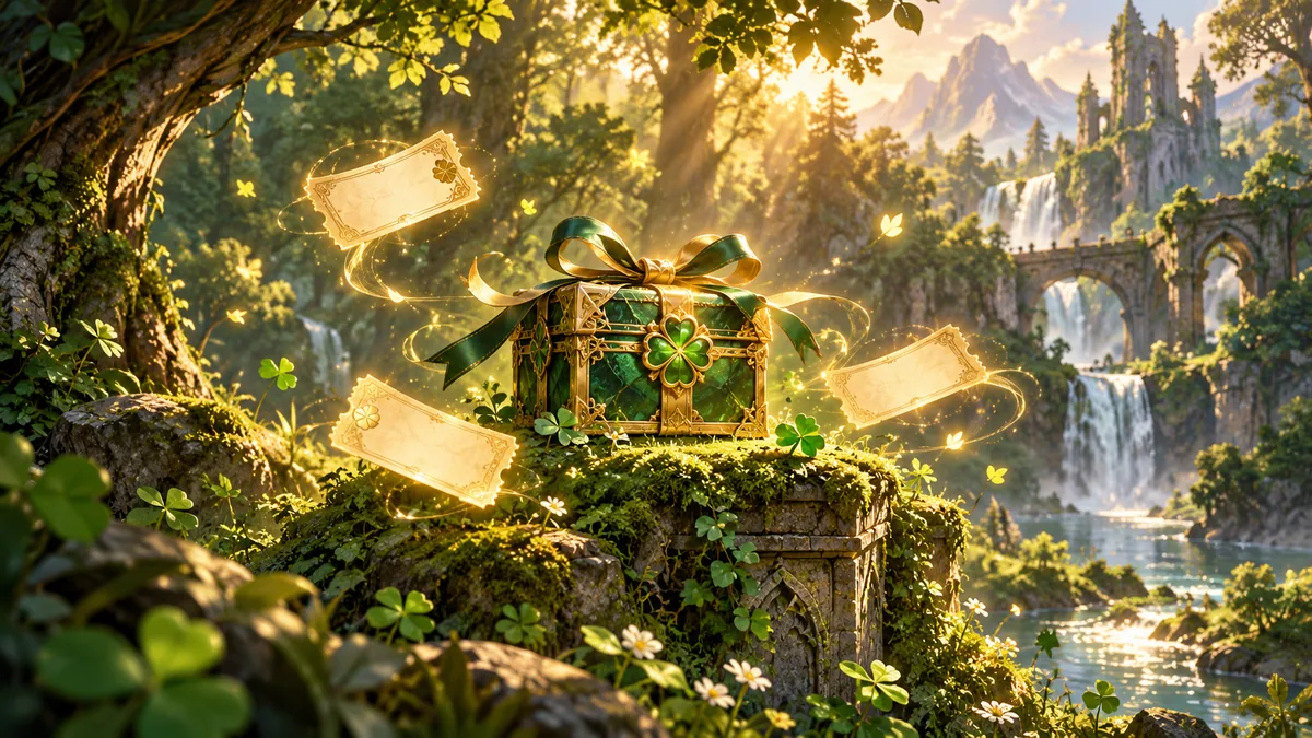 Fantasy illustration of a Clover Time code reward chest